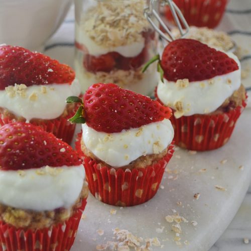 Strawberry Parfait Pupcakes homemade dog treat recipe for Sunday brunch