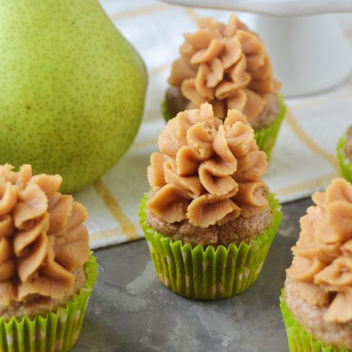 Back to school homemade dog treat recipe for Pear Apple Pupcakes With Peanut Butter Frosting