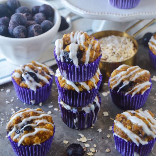 Homemade dog treat recipe for Sweet Potato Blueberry Oatmeal Muffin Pupcakes