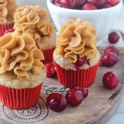 Valentines Day homemade dog treat recipe for Cranberry & Peanut Butter Pupcakes